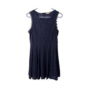 Rebellion Dress Junior Size L Blue Lace Sleeveless Round Neck Back Zip Classic